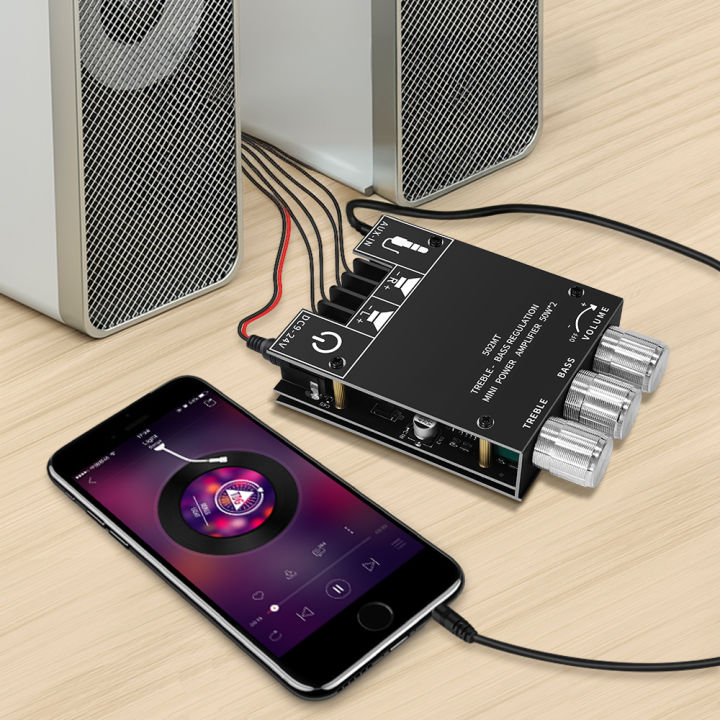 ZK-502MT%202x50W%20Bluetooth%20Audio%20Power%20Amplifier%20Module,%20Subwoofer%20Bass%20Treble%20AMP%20with%20AUX%20Input%20-%20Image%202