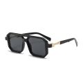 Trendy Retro Literary Modern Double Bridge Square Frame Sunglasses Fashionable Car Sunglasses 6125.