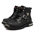 High Quality Men Snow Boots Metal Rivets Low Heel Trend Punk Rock Knight Boots Men's Leather Winter Cotton Shoes Motorcycle Boot. 