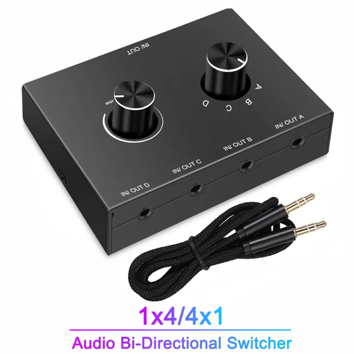 4 Way 3.5mm Jack Audio Switcher Stereo Bi-Directional Audio Switch ...