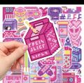 25 pcs pixel stickers pink theme. 