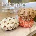 1PC Reusable Bowknot Print Shower Cap Waterproof Anti-Smoke Kitchen Head Cover Bathroom Accessory.