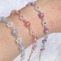 Flower beaded bracelet pack of one with ring. 