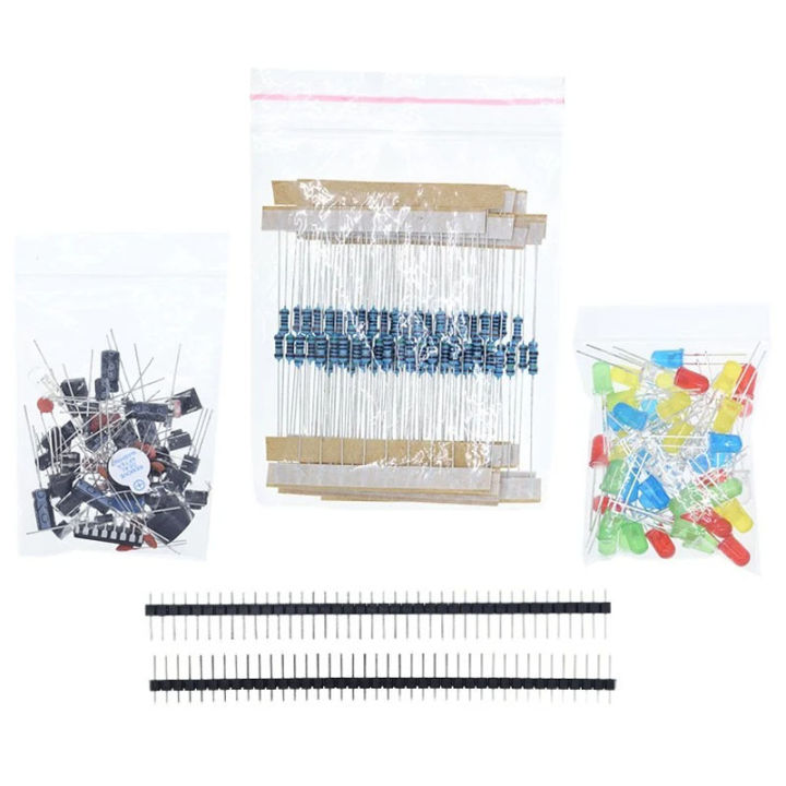 Electronics Components Basic Starter Kit for Arduino UNO Pi with LED Buzzer Capacitor Resistor Button