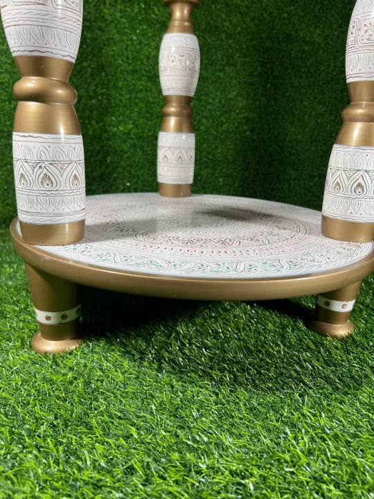 Wooden%20round%2024%20inches%20table%203%20roads%20strong%20stand%20for%20coffee%20and%20multi%20purpose%20table%20pure%20wood%20handmade%20nakshi%20work%20in%20white%20colour%20-%20Image%203