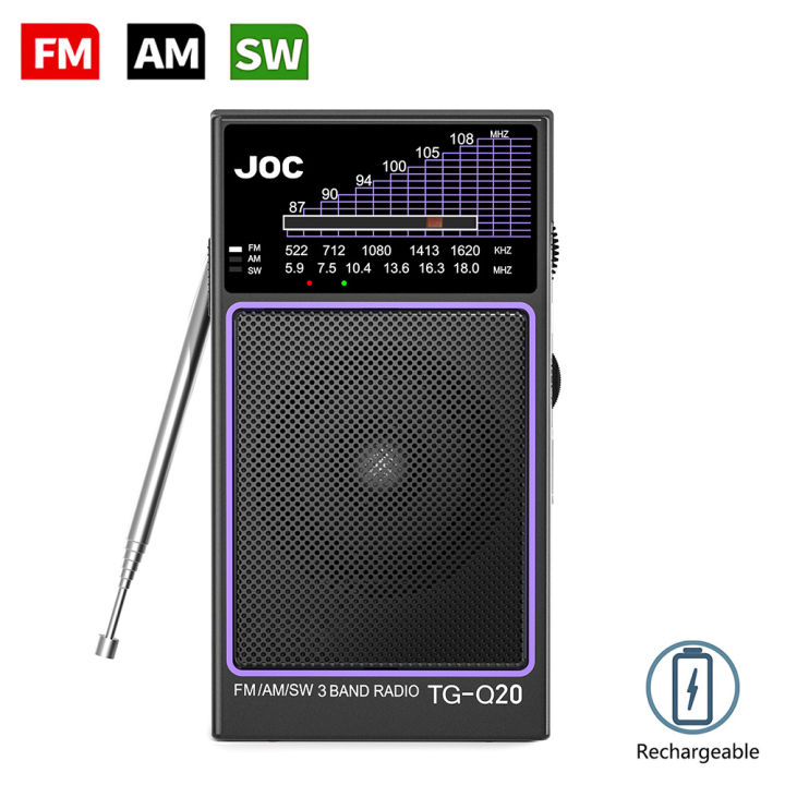 Portable Pocket Radio FM AM SW with Rechargeable Batteries Shortwave 3-Band Mini FM Receiver Radio Supports Earphone Connection