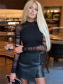 Weird Puss 2025 Mesh Patchwork Bodysuit  Women Sleeve Ruched Skinny Turtleneck Bodycon Elegant Wild Tops Streetwear Outfits. 