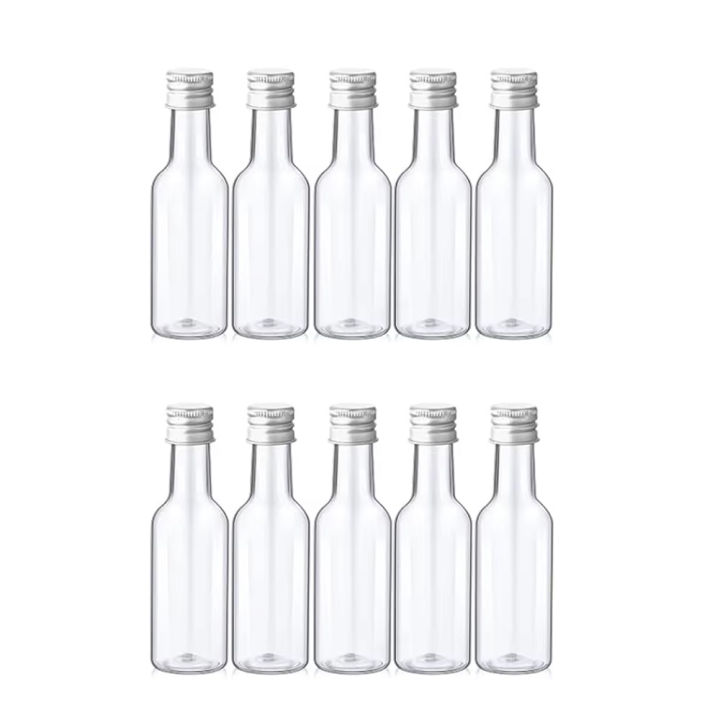 10Pcs%20Mini%20Liquor%20Bottles%2050ml%20Plastic%20Spirit%20Bottles%20Silver/%20Gold/%20Black%20Caps%20Alcohol%20Shot%20Bottles%20-%20Image%203