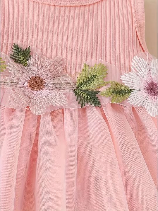 Little%20Princess%20Summer%20Flower%20net%20gauze%20dress,%20bow%20hairset,%20small%20cardigan%20coat%20three-piece%20set%20-%20Image%205
