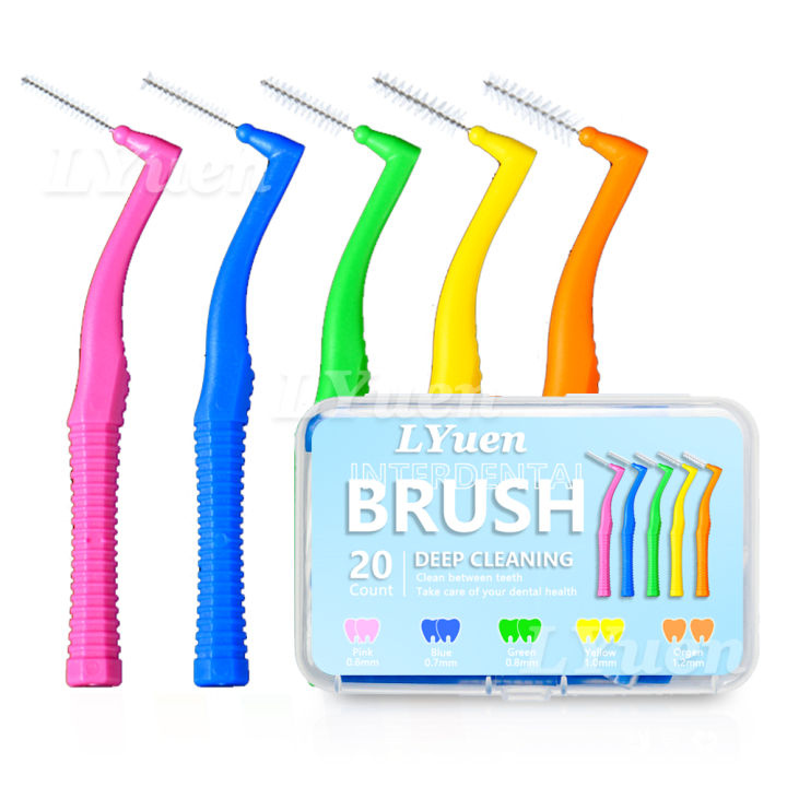 20Pcs/box L Shape Push-Pull Interdental Brush Orthodontic Toothpick Teeth Tooth Pick ToothBrush Oral Hygiene Care