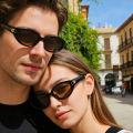 2 Pairs Double D Decor Cat Eye Sunglasses, Matching Couple & Sister Retro Fashion Glasses. 