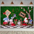 Alice In Wonderland Birthday Party Decor Backdrop Baby 1st Birthday Baby Shower Cake Smash  Portrait Photography Backgrounds. 