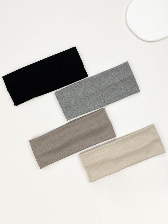 4Pcs/Set Fashion Knitted Hair Bands Women Solid Color Wide Elastic Headband Sport Yoga Hairband Soft Wash Face Makeup Headwrap