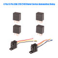 4 Pin/5 Pin 30A 12V/24V Automotive Violet Relay Socket With Wire With Terminal Automotive Control Device Auto Car Relay. 