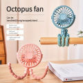 1 PC Folding Fan Multi-functional Stroller Handheld Mini Fan Portable USB Charging Octopus Stand Variable Styling With LED Light. 