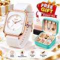 New Fashion Women Watches Silicone Strap Creative Quartz Watch Square Watch Simple Lady Clocks Wristwatch. 