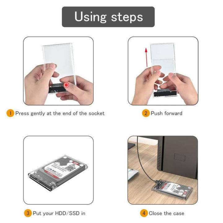 USB%203.0%20Portable%20HDD%20SSD%202.5"%20Hardrive%20External%20Case%20Transparent%20-%202.5"%20Hard%20Drive%20Case%205Gbps%20High%20Speed%20Fast%20Data%20Transfer%20With%20Cable%20-%20Image%206