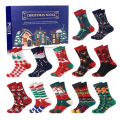 2025 Xmas Advents Calendar 24 Pairs Unique Festive Men Women Socks Warm Cozy Autumn/Winter Mid-Calf Socks Set. 