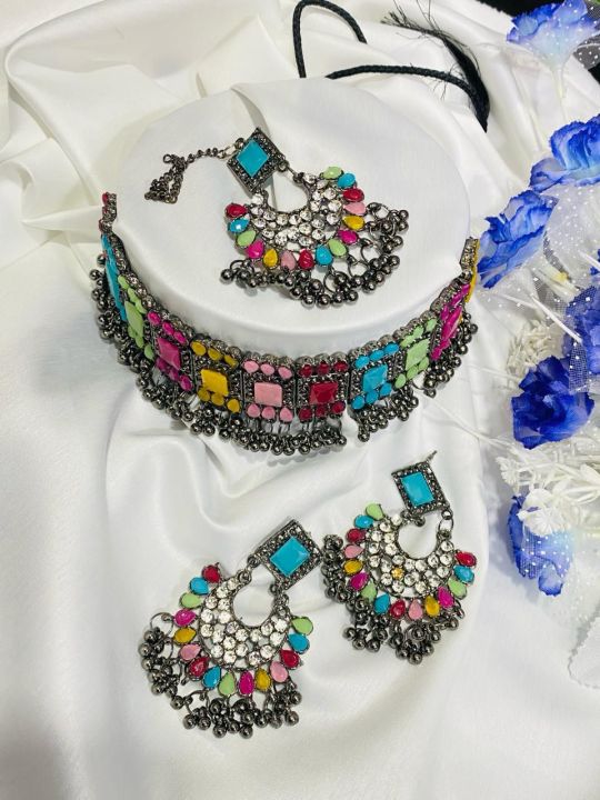 Emitation Choker Necklace Set Earring tikl For Women - Necklace For Girls