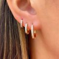 1pair Exquisite Synthetic Zircon Decor Hoop Earrings, Fashion Earrings For Men Women.