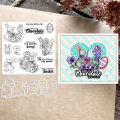 1 set Original Design Easter Bunny And Dwarf Clear Stamp And Cutting Dies Bundle-Includes Metal Dies,Knife Mold,Silicone Stamps. 