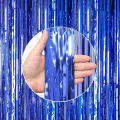 1x2m Blue Tinsel Curtain Party Backdrop Glitter Foil Fringe Curtain Dark Blue Party Streamers Hanging Birthday Baby Shower Decor.