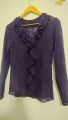 women's floral net lace ruffle neck full sleeve shirt top blouse for girls. 