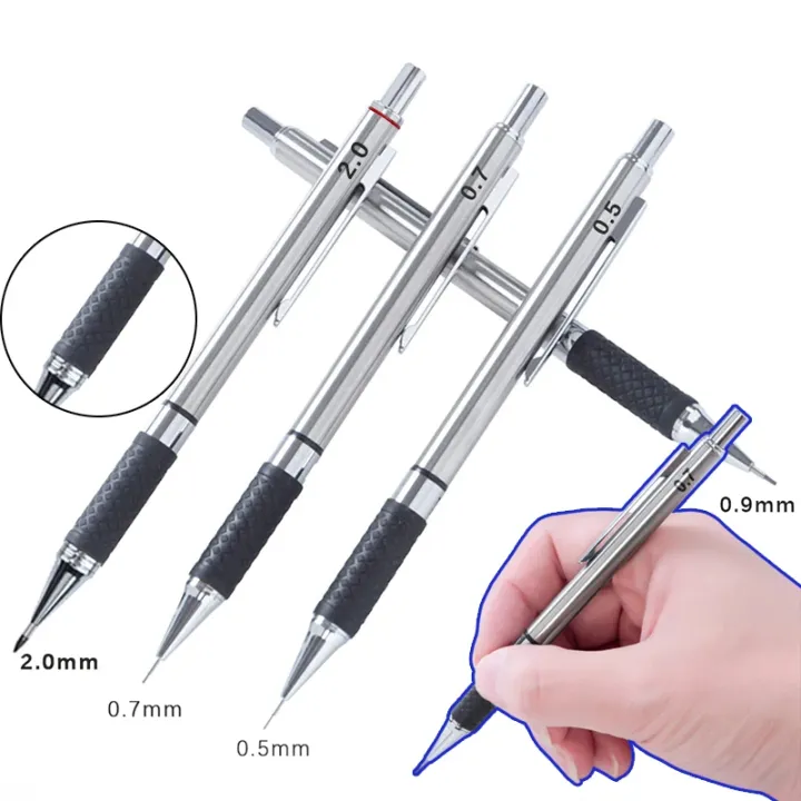 Anti%20Slip%20Soft%20Set%20Grip%20Handle%20Metal%20Mechanical%20Pencil%200.5/0.7/0.9/2.0mm%20Activity%20Automatic%20Pencil%20Drawing%20Sketching%20Writing%20-%20Image%202
