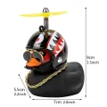 Small Yellow Duck Put A Helmet Sunglasses Propeller Duckling Car Cute Decoration. 