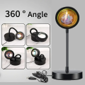 1PC Warm Sunset Projection Lamp Adjustable Stand LED Atmosphere Light for Bedroom Deco. 
