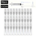 30pcs+4 Accessories 2/3/5ml Clear Plastic Spray Bottle Contains 30 Spray Bottles, 1 Pipette, 1 Funnel, 1 Dispenser, 1 Syringe. 
