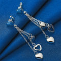 1 pair of 925 sterling silver exquisite 3 heart-shaped earrings for women's fashion wedding party s accessories jewelry. 