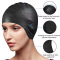 DIZETION Waterproof Swimming Cap High Elasticity Ears Protection Large Silicone Diving Cap for Enhanced Comfort and Durability.