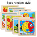 4/8PCS Kids Wooden Jigsaw Puzzle Games 11cm/4.33in Cartoon Animal Vehicle Pattern Children Montessori Educational Toys TMZ.