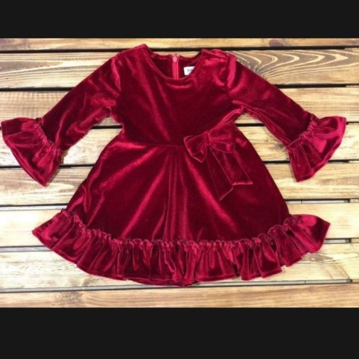 velvet frock for girls special design top quality dress