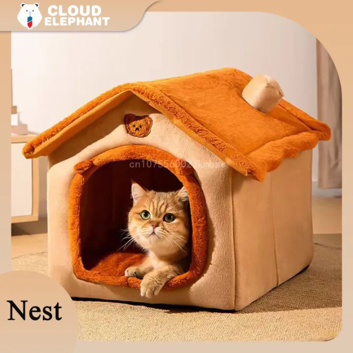 Foldable Pet House Removable Puppy Nest Washable Cat House Soft Pet Sleepping Bed For Extra Small Dogs and Small and Medium Cat