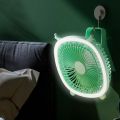 Hanging Fan, Low Noise Rechargeable Power Adjustable Long Battery Life Cute Lightweight Fan with LED Light for Travel. 