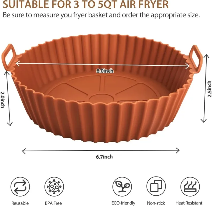 16.5cm%20Air%20Fryer%20Reusable%20Pot%20Silicone%20Oven%20Baking%20Tray%20Round%20Liner%20Easy%20Clean%20Pizza%20Plate%20Grill%20Pan%20Mat%20Air%20Fryer%20Accessories%20-%20Image%202
