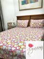 Pink love IKEA cotton bed sheet with 2 pillow covers. 
