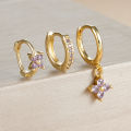 3PCS New Design Multicolor Crystal Hoop Earrings Set For Women Zircon 18K Gold Plated Circle Huggie Earring Piercing Jewelry. 