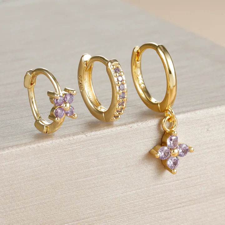 3PCS%20New%20Design%20Multicolor%20Crystal%20Hoop%20Earrings%20Set%20For%20Women%20Zircon%2018K%20Gold%20Plated%20Circle%20Huggie%20Earring%20Piercing%20Jewelry%20-%20Image%205