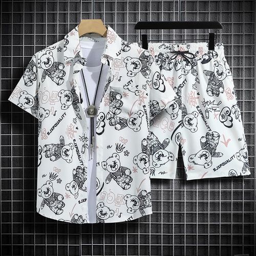 Hawaiian%20Beach%20Shirt%20Ensemble%20Men's%20Baggy%20Short-Sleeved%20Combo%20for%20Hainan%20Travel%20Vacation%20Cartoon%20Half-Sleeved%20Floral%20Shirt%20Tops%20-%20Image%207
