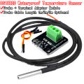 DS18B20 Temperature Sensor Module Kit Waterproof 100CM Digital Sensor Cable Stainless Steel Probe Terminal Adapter For Arduino. 