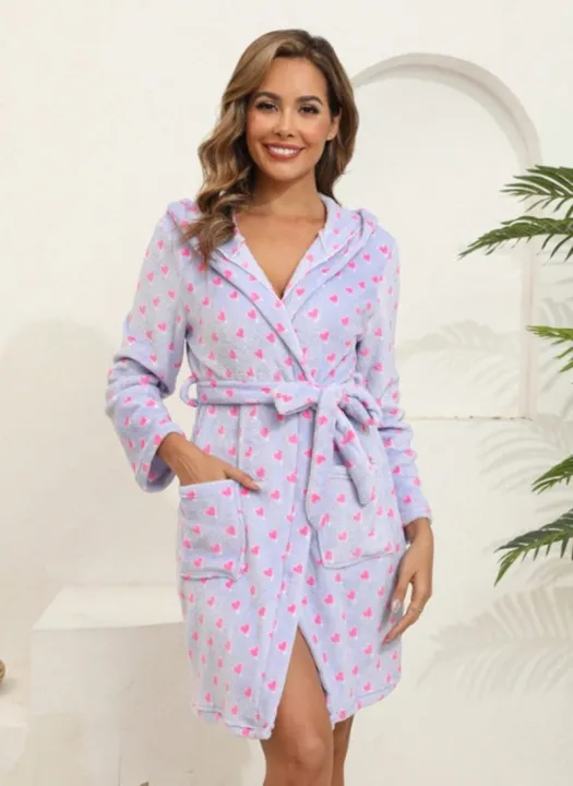 Cute%20Milk%20Cow%20Print%20Flannel%20Bathrobe%20For%20Women%20Long-Sleeve%20V-Neck%20Front-Belt%20Robe%20Soft%20Breathable%20Fit%20Sleeping%20And%20Lounging%20Pjs%20-%20Image%202