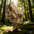 DIY Wooden Tree-Shaped House Model Kit 3D Puzzle Construction Fun Set Wooden Building Blocks  & Halloween . 