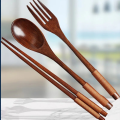 1pc Wooden Chopsticks Fork Spoon Three-piece Set Twine Japanese-style Tableware Kitchen Home Chopsticks Fork Spoon Cutlery Set. 
