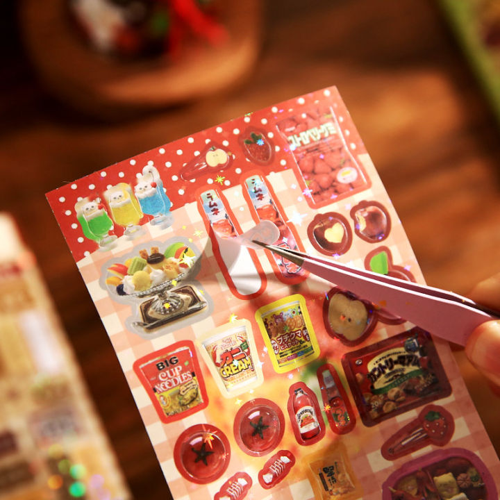 30sheets%20Kawaii%20Japanese%20Showa%20style%20cuisine%20glitter%20film%20die-cutting%20sticker%20book%20DIY%20handmade%20scrapbook%20aesthetic%20stationery%20-%20Image%204