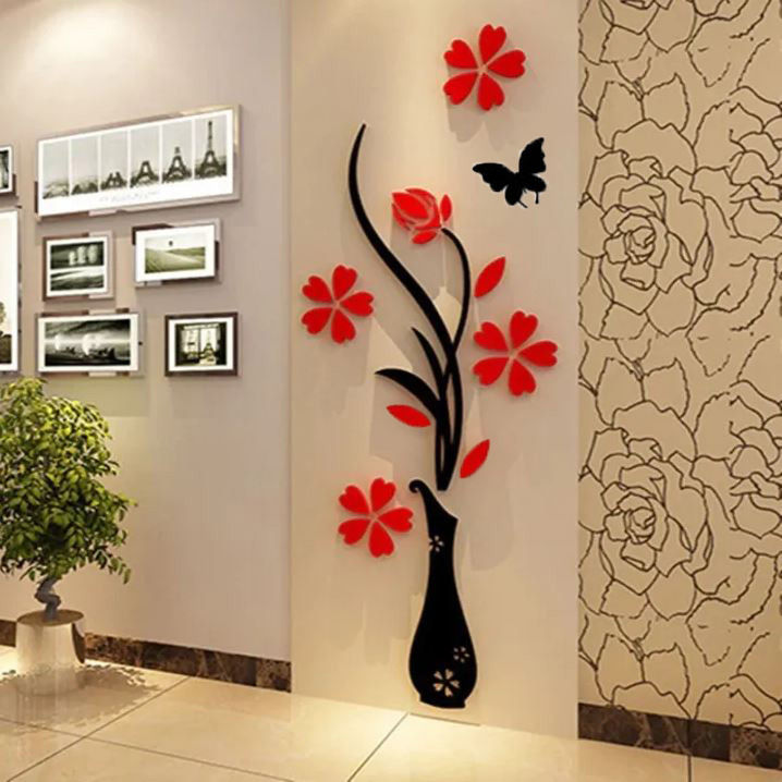 Flower pots wooden wall art, home decor wooden flower art, laser cut wooden flower art. living and drawing room wooden flower wall art