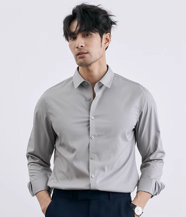 Men's%20Formal%20Plain%20Shirt%20Fashion%20Breathable%20Stretchable%20Shirt%20For%20Men%20-%20Image%203