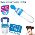 2 Pes Baby Fruit Feeder Squeeze Feesing Bottle Set Silicone Teething Pacifier Kids Training Food Dispensing Spoon Feeder. 